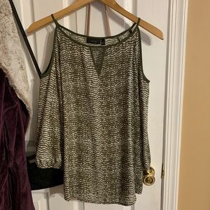 Green open shoulder blouse